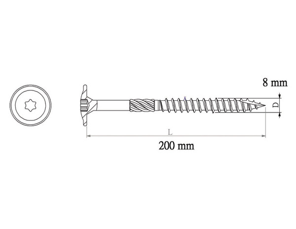 Vis cadre bois plate 8 x 200 mm - Diall - Brico Dépôt