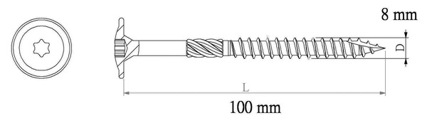 Vis cadre de bois plate 8 x 100 mm - Diall - Brico Dépôt