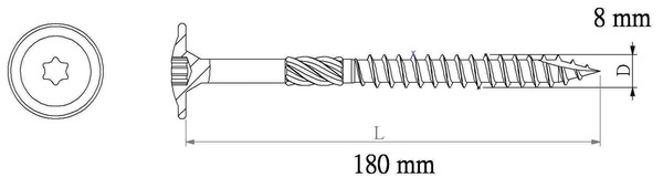 Vis cadre bois plate 8 x 180 mm - Diall - Brico Dépôt