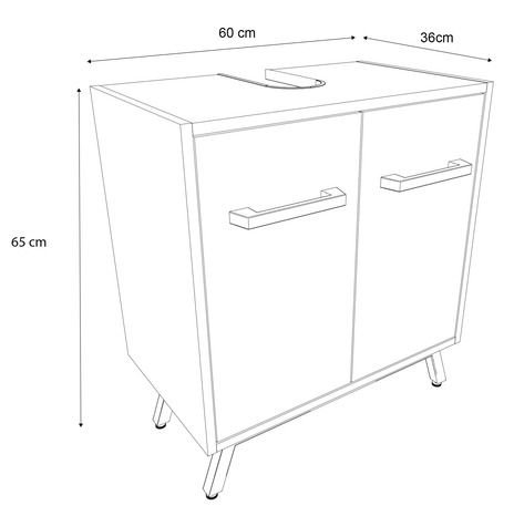 Meuble sous-lavabo"Ladoga" - Blanc - L. 60 cm - Cooke and Lewis - Brico Dépôt