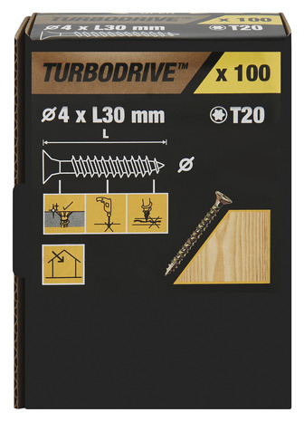 Vis agglo plates 4 x 30 mm 100 pièces - Turbodrive - Brico Dépôt