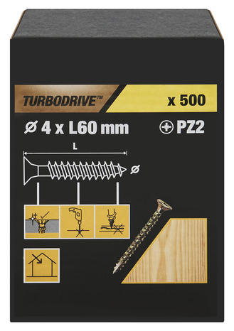 Vis agglo turbo 4 x 60 mm 500 pièces - Turbodrive - Brico Dépôt