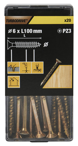 Vis agglo plates 6 x 100 mm 20 pièces - Turbodrive - Brico Dépôt