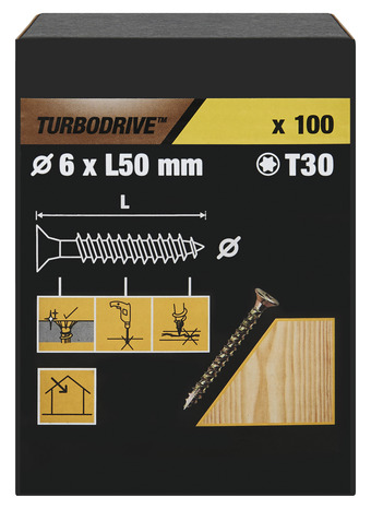Vis agglo plates 6 x 50 mm 100 pces - Turbodrive - Brico Dépôt