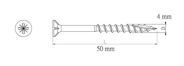 Vis bois ext recouverte 4 x 50 mm 500 pièces - Diall - Brico Dépôt