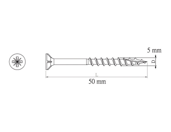 Vis bois ext recouverte 5 x 50 mm 500 pièces - Diall - Brico Dépôt