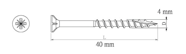 Vis bois ext recouverte 4 x 40 mm 500 pièces - Diall - Brico Dépôt