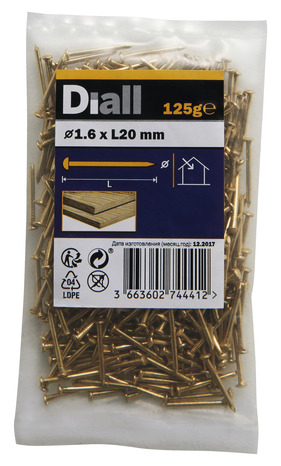 Clou tête ronde - Or - 1,6 x 20 mm - 125 g - Diall - Brico Dépôt