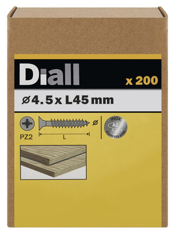 Vis agglo fraisées inox A2 4,5 x 45 mm 200 pièces - Diall - Brico Dépôt