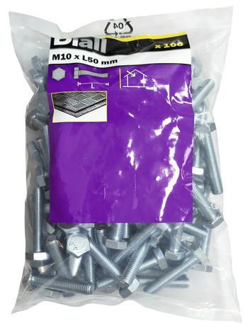 Vis métaux tête hexa 10 x 50 mm 100 pcs  - Diall - Brico Dépôt