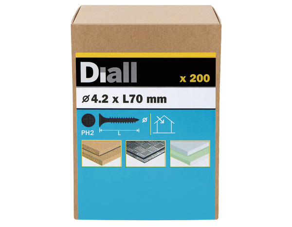 Vis plaque de plâtre noir 4,2 x 70 mm - 200 pièces - Diall - Brico Dépôt