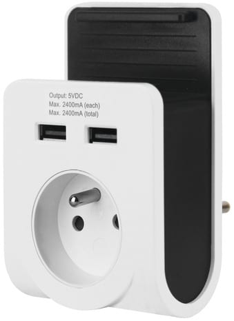Support chargeur double USB Adaptateur de prise murale - Brico Dépôt