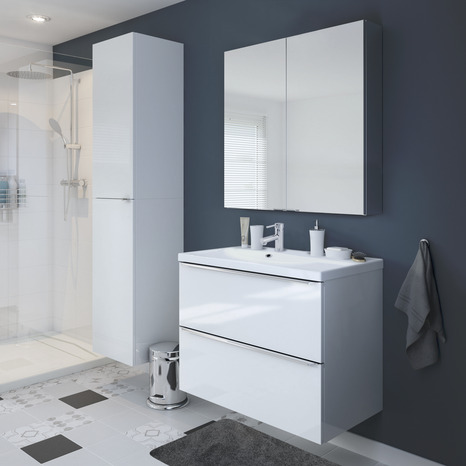 Meuble sous vasque à suspendre blanc Imandra L.80 x H.60 x P.45 cm - GoodHome - Brico Dépôt