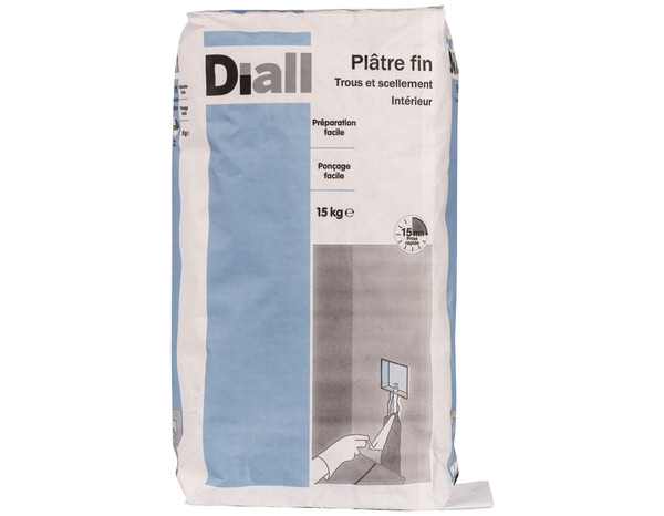 Plâtre fin prise rapide - sac de 15 kg - Diall - Brico Dépôt