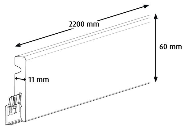 Plinthe PVC gris L. 220 x - H. 6 cm x Ép. 11 mm - GoodHome - Brico Dépôt