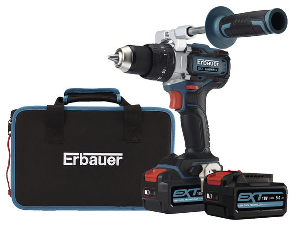 Perceuse / visseuse à percussion 18V + 2 batteries 5 Ah - Erbauer - Brico Dépôt