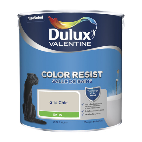 Peinture salle de bains acrylique Satin Gris chic 2.5 L - Dulux Valentine - Brico Dépôt