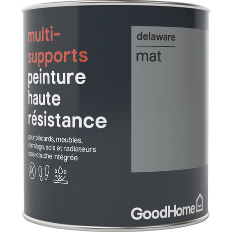 Peinture haute résistance multi-supports acrylique mat gris Delaware 0,75 L - GoodHome - Brico Dépôt