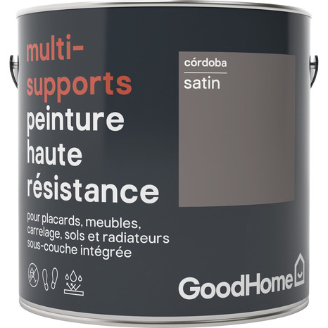 Peinture haute résistance multi-supports acrylique satin marron Córdoba 2 L - GoodHome - Brico Dépôt