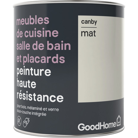 Peinture de rénovation meubles cuisine, salle de bains et placards acrylique mat blanc cassé Canby 0,75 L - GoodHome - Brico Dépôt