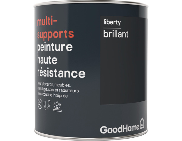 Peinture haute résistance multi-supports acrylique brillant noir Liberty 0,75 L - GoodHome - Brico Dépôt
