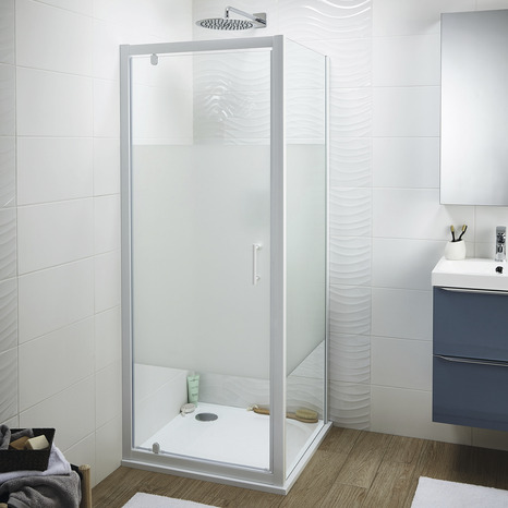 Porte de douche pivotante Onega l. 80 cm en verre aspect dépoli - Brico  Dépôt