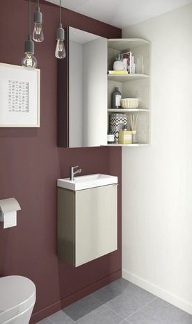 Rangement mural d'angle taupe Imandra L.34 x H.90 x P.36 cm - GoodHome - Brico Dépôt