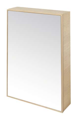 Miroir de salle de bains lumineux LED rond avec tablette bois, GoodHome  Avela