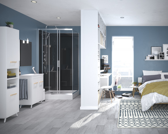 Cabine de douche hydromassante "Full Black" - L. 120 x l. 80 x H. 225 cm - Brico Dépôt