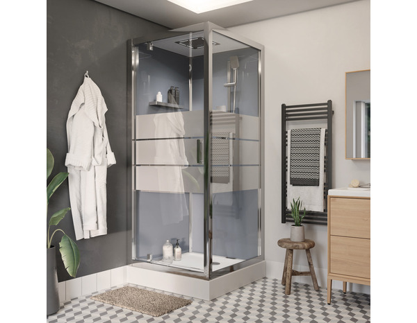 Cabine de douche hydromassante "Beloya" miroir - L.90 x l.90 x H.220 cm - GoodHome - Brico Dépôt