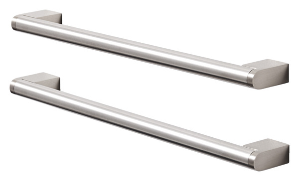 Lot de 2 poignées effet nickel brossé "Khara" L 28,4 cm  - GoodHome - Brico Dépôt