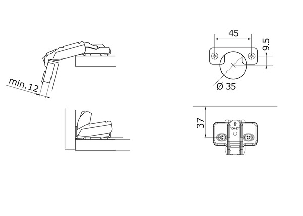 2 charnières 165° pour meuble d'angle bas - Brico Dépôt