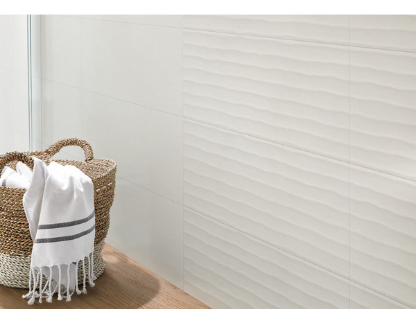 Carrelage mural "Textile" blanc - l. 20 x L. 60 cm - GoodHome - Brico Dépôt