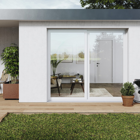 Baie vitrée PVC blanc 2 vantaux H.215 x l.180 cm - GoodHome - Brico Dépôt