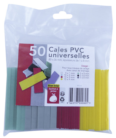 50 cales PVC universelles - 80 x 26 mm - Brico Dépôt
