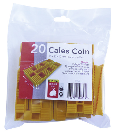 Lot de 20 cales coins en PVC surface striée - Brico Dépôt