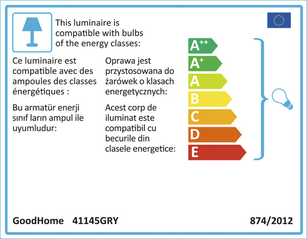 Applique murale grise "Dachigam" H.17 cm x L.10 cm - GoodHome - Brico Dépôt