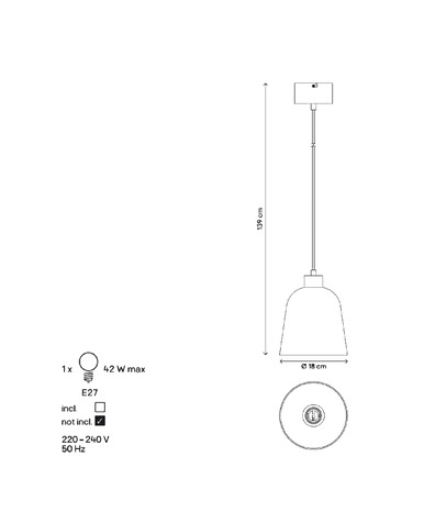 Suspension en verre "Calu" Ø18 cm - GoodHome - Brico Dépôt