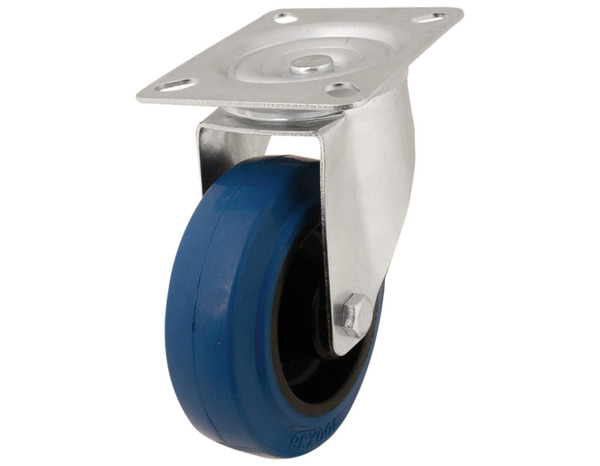 Roulette pivotante caoutchouc bleu - Ø 10 cm - 100 kg - Brico Dépôt