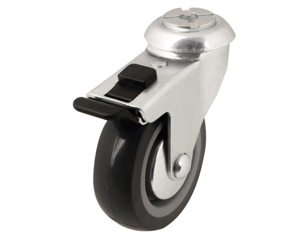 Roulette pivotante PU gris avec frein - H. 10 x Ø 7,5 cm - 55 kg - Brico Dépôt