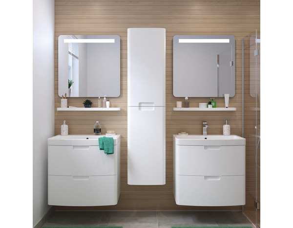 Meuble sous vasque 2 tiroirs à suspendre blanc "Himalia" L. 70 x H. 60 x P. 45cm - GoodHome - Brico Dépôt