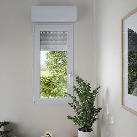 Fenêtre PVC blanc oscillo-battante 1 vantail droit + volet roulant h.95 x  l.80 cm - Brico Dépôt