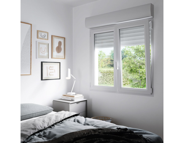 Fenêtre PVC blanc oscillo-battante 2 vantaux + volet roulant h.95 x l.100 cm - GoodHome - Brico Dépôt