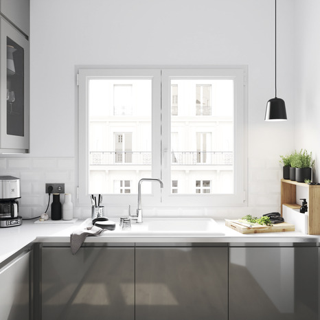 Fenêtre PVC blanc oscillo-battante 2 vantaux h.95 x l.120 cm - GoodHome - Brico Dépôt