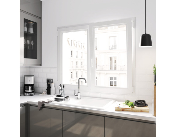 Fenêtre PVC blanc oscillo-battante 2 vantaux h.125 x l.120 cm - GoodHome - Brico Dépôt