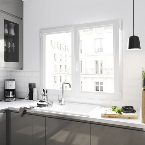 Fenêtre PVC blanc oscillo-battante 2 vantaux h.145 x l.140 cm - GoodHome - Brico Dépôt