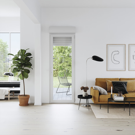 Porte-fenêtre PVC blanc 1 vantail droit + volet roulant H.215 x l.80 cm - GoodHome - Brico Dépôt