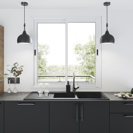 Fenêtre aluminium blanc coulissante 2 vantaux h.75 x l.100 cm - GoodHome - Brico Dépôt