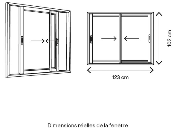 Fenêtre aluminium gris coulissante 2 vantaux h.100 x l.120 cm - GoodHome - Brico Dépôt