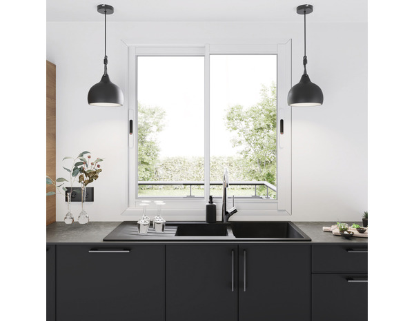 Fenêtre aluminium blanc coulissante 2 vantaux h.120 x l.120 cm - GoodHome - Brico Dépôt